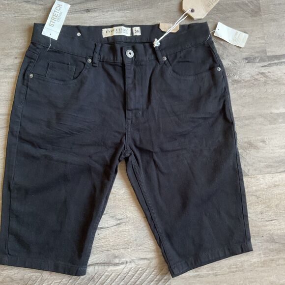 Evolution in Design Black Stretch Denim Shorts Size 36 - Picture 1 of 5